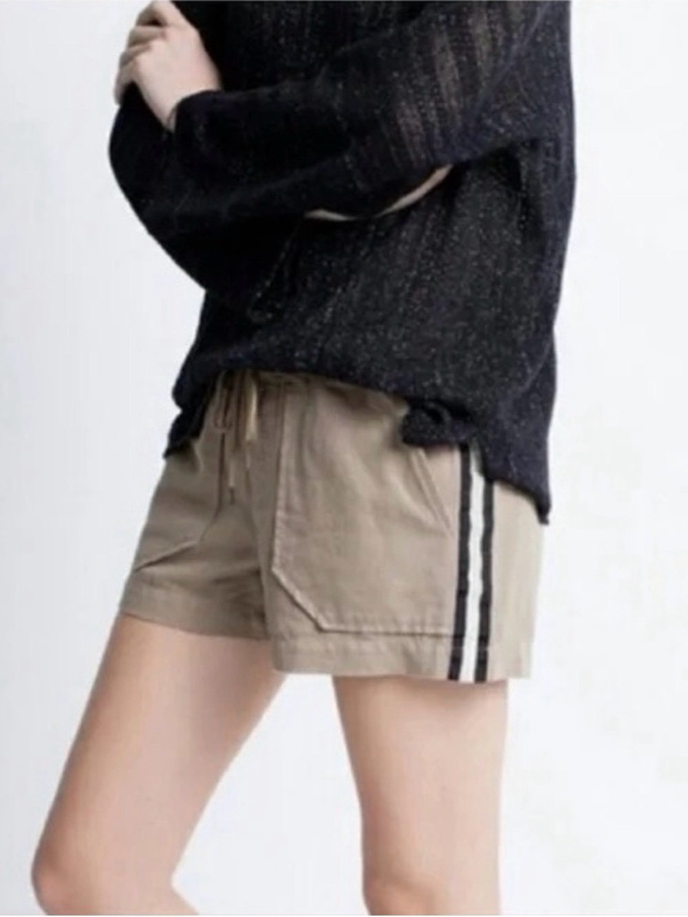 ZADIG & Voltaire Paro Linen Tan Kraft Metallic Stripe Shorts XS